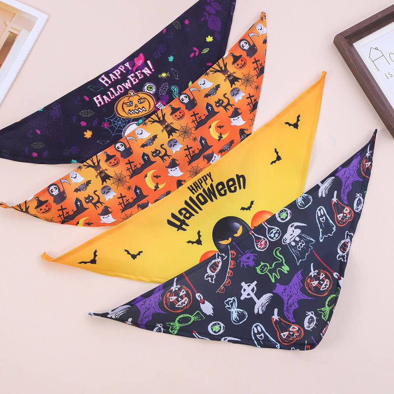 Bavoirs triangulaires fantômes de citrouille d'Halloween, bandanas pour chiens