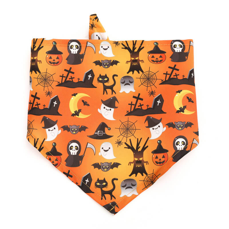 Bandanas para perros con baberos triangulares de fantasma de calabaza de Halloween