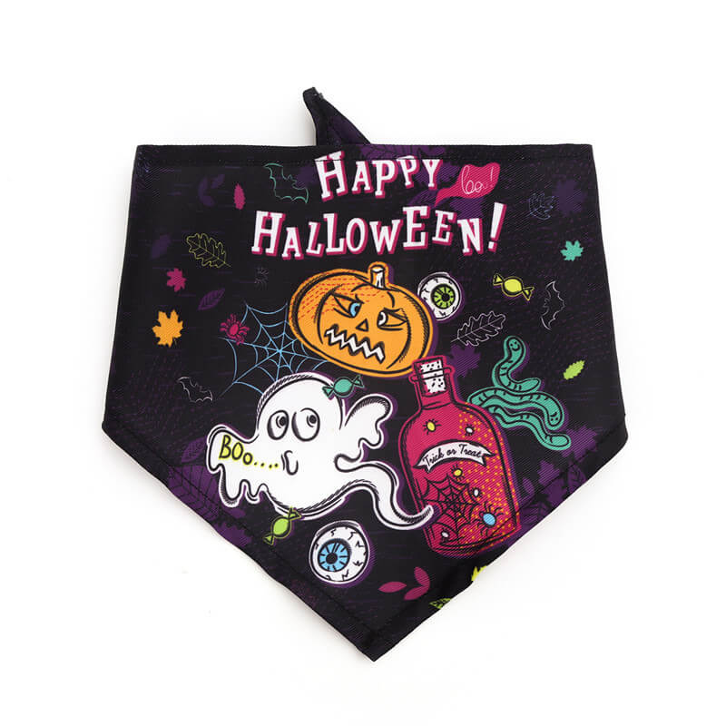 Bandanas para perros con baberos triangulares de fantasma de calabaza de Halloween