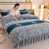 Homely Floral Milk Velvet Comfortable Bed Sheet Set With Bed Skirt