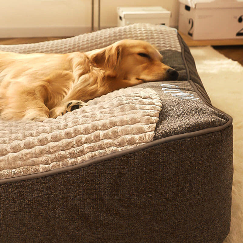 Funda de cama - Cama grande, gruesa, resistente a los arañazos, con protección para la columna vertebral, cojín para perros