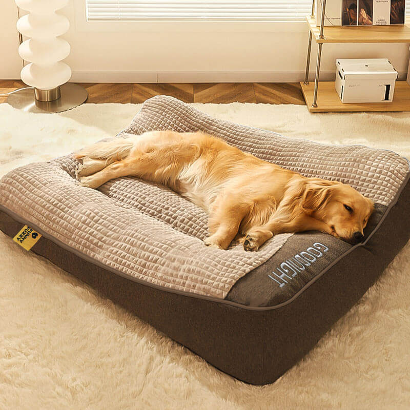 Funda de cama - Cama grande, gruesa, resistente a los arañazos, con protección para la columna vertebral, cojín para perros