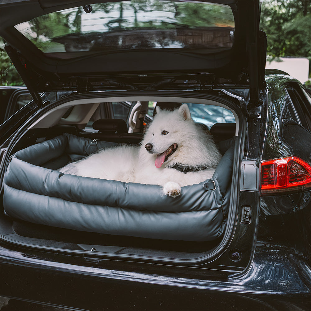 Large Deluxe Faux Leather Dog Car Seat Booster Bed - Urban Voyager