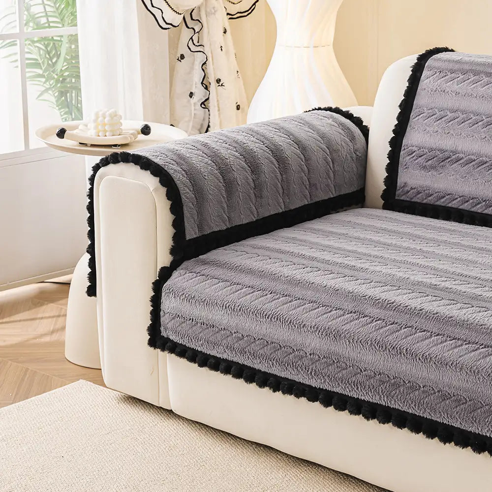 Lazy Chic Plush Winter Sofa Protector Skin-Friendly Couch Cover