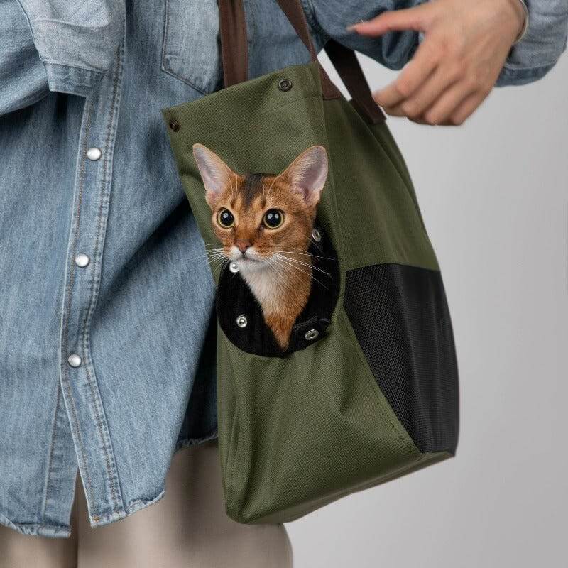 Bolsa portamascotas ligera, bolsa portátil transpirable para gatos de un solo hombro