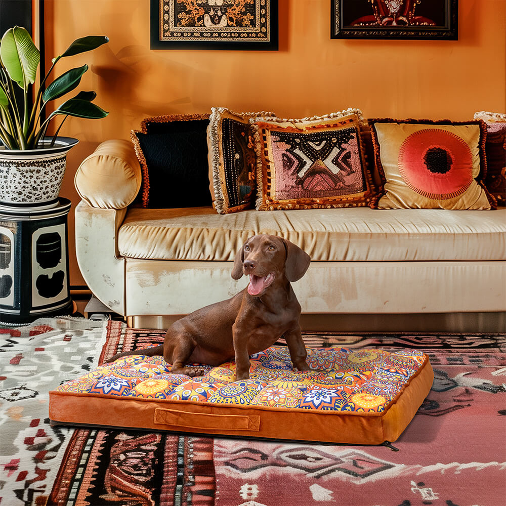 Cama para perros con almohada ortopédica cómoda y gruesa de soporte completo marroquí