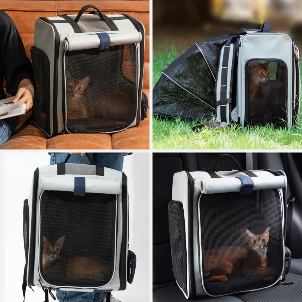 Mochila al aire libre multifuncional ampliable del gato del bolso del animal doméstico del espacio grande