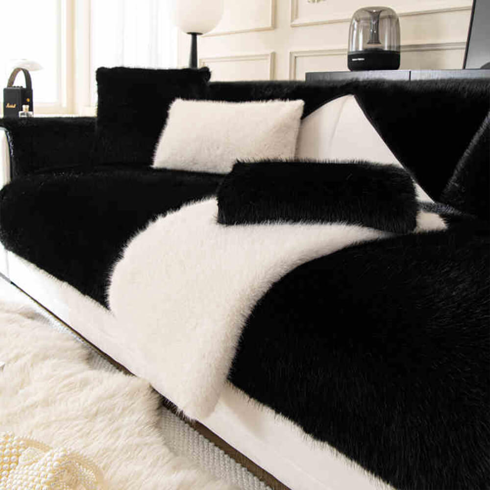 Warm Thick Faux Fur Sofa Protector Non-Slip Couch Cover