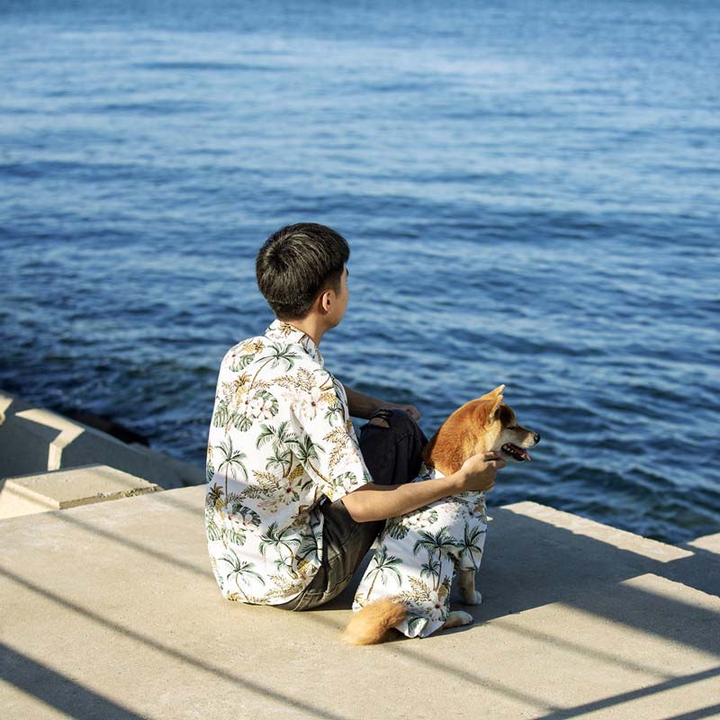 Camisa hawaiana a juego para ropa de perro y dueño