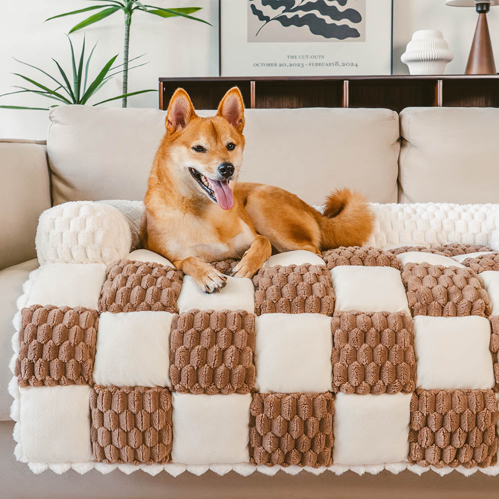 Tapis pour chien protecteur de canapé confortable à carreaux - SnugPad