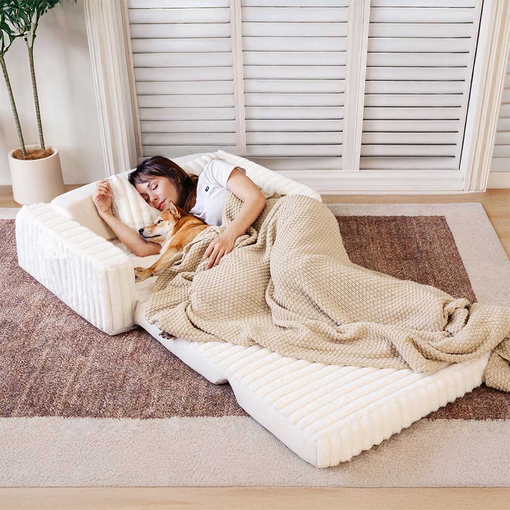 Plush Fluffy Large Orthopedic Human-Dog Bolster Bed