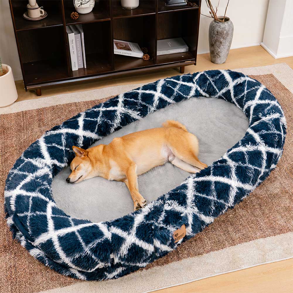 Plush Fluffy Large Orthopedic Human-Dog Bolster Bed