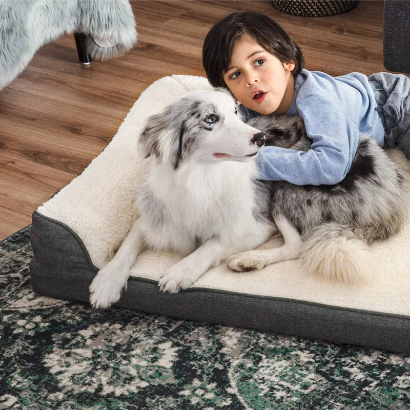 Plush Pet Sofa Bed Memory Foam Orthopedic Dog Bed