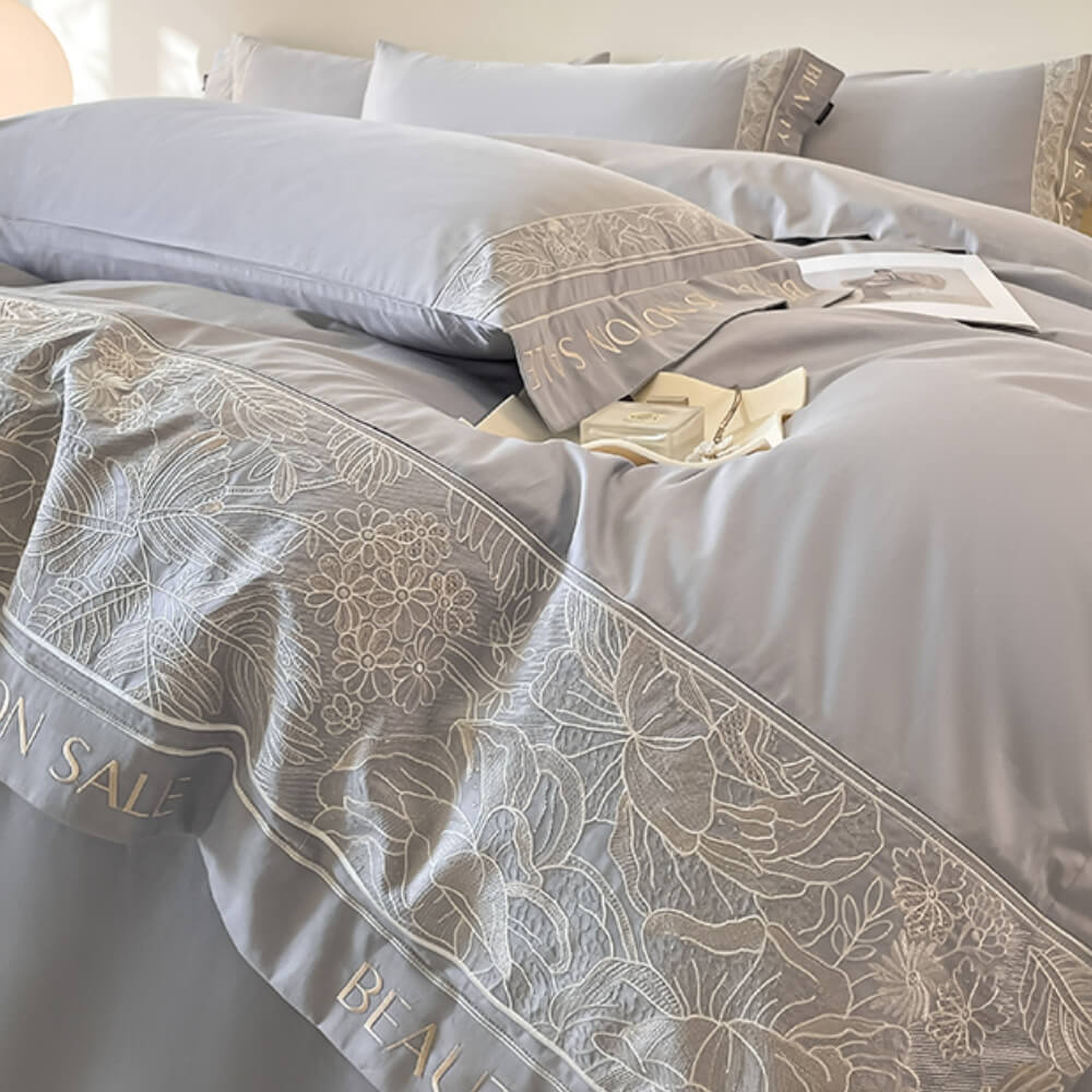 Premium Egyptian Cotton Embroidered Skin-Friendly Bed Sheet Set