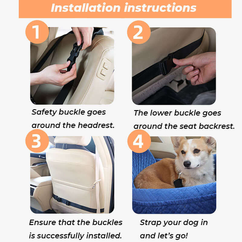 Lit de sécurité amovible pour animaux de compagnie, grand lit de siège de voiture pour chien