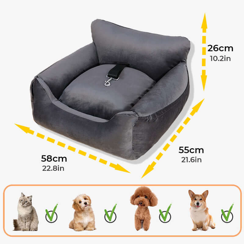 Cama de viaje para mascotas de seguridad extraíble Cama grande para asiento de coche para perros