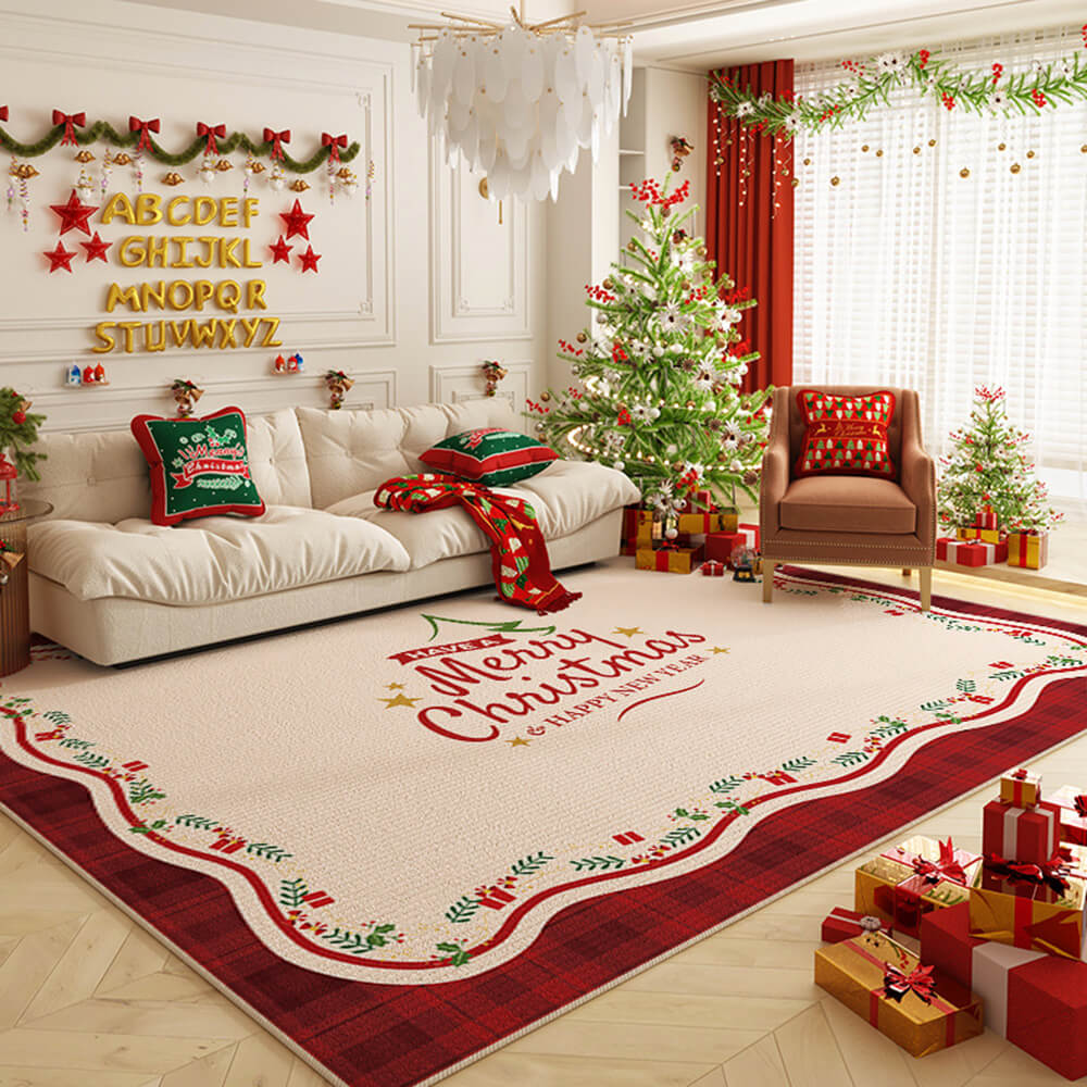 Merry Christmas Multi-Purpose Non-Slip Decorative Large Area Home Rug