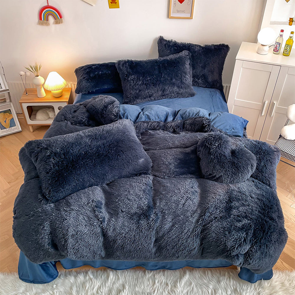 Ensemble de draps de lit longs et chauds en peluche, luxe romantique, épais