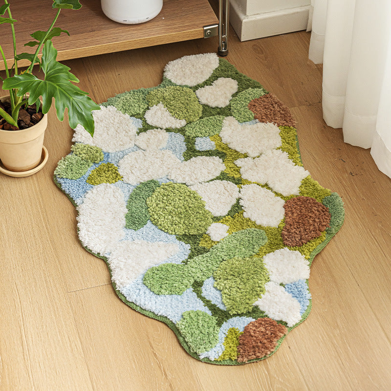 Tapis de mousse floqué forestier, tapis de sol irrégulier pour animaux de compagnie