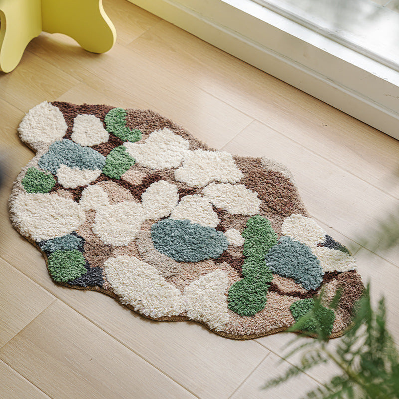 Tapis de mousse floqué forestier, tapis de sol irrégulier pour animaux de compagnie