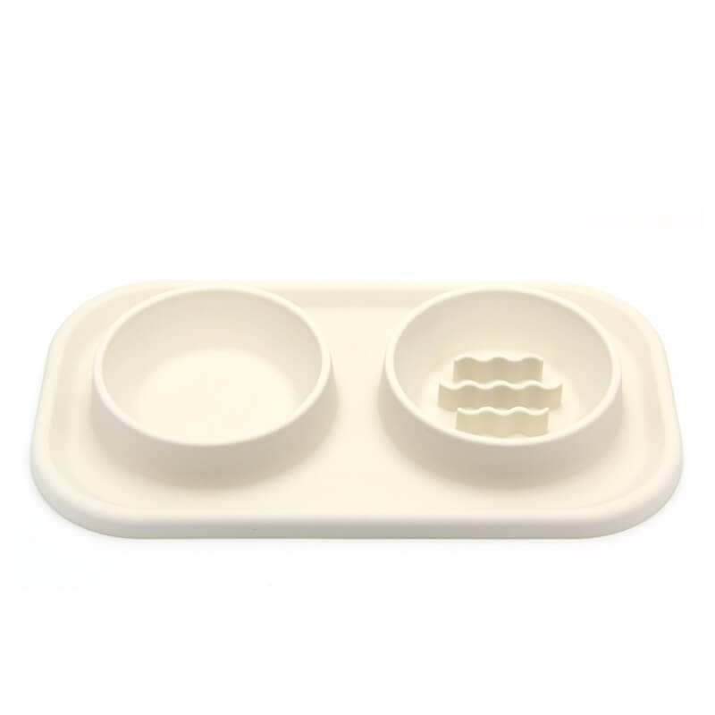 Bol double en silicone pour animaux de compagnie à alimentation lente