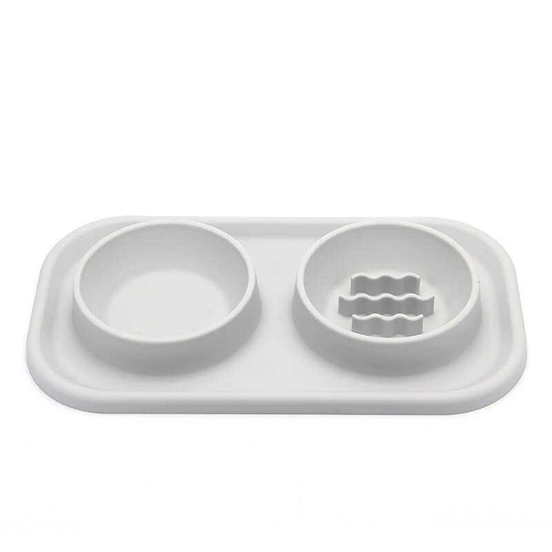 Bol double en silicone pour animaux de compagnie à alimentation lente