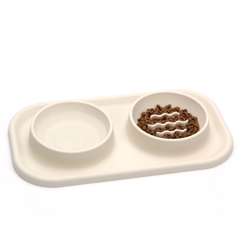 Bol double en silicone pour animaux de compagnie à alimentation lente