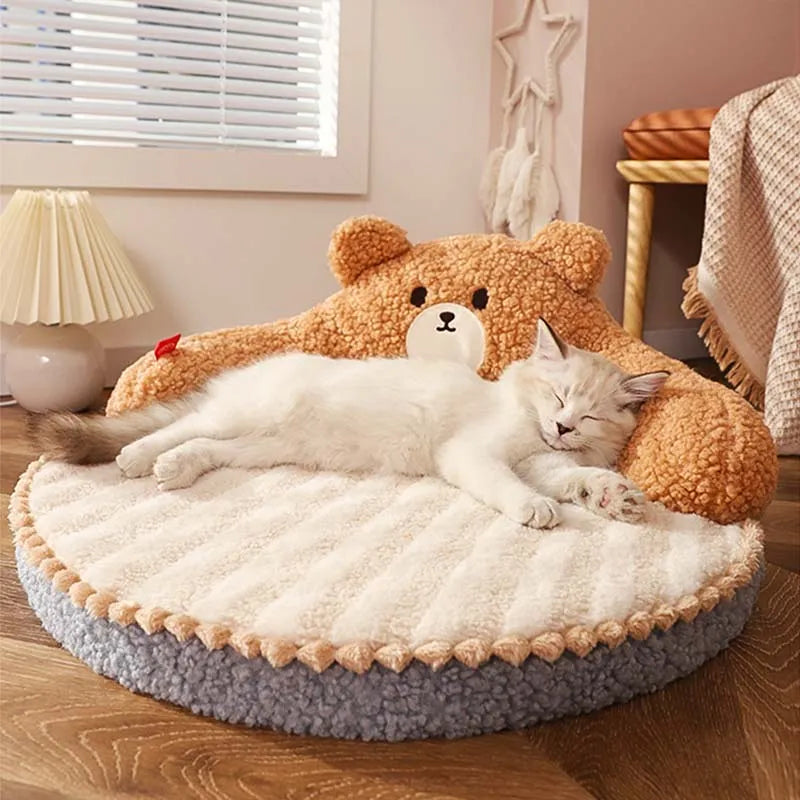 Lit câlin pour coussin pour animaux de compagnie, ours gardien endormi