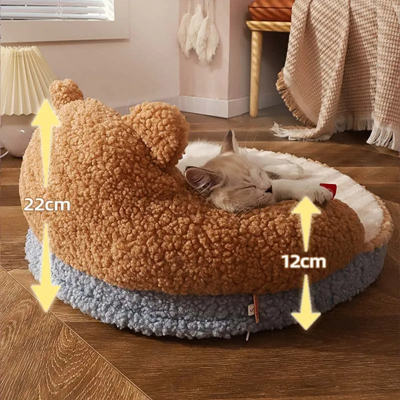 Lit câlin pour coussin pour animaux de compagnie, ours gardien endormi