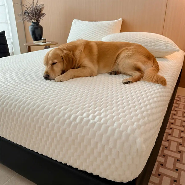 Spannbettlaken-Matratzenbezug im Barock-Stil mit Prägung aus warmem Milchsamt