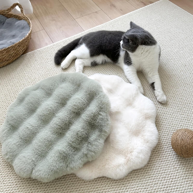 Tapis de couchage rond en peluche douce et chaude pour animaux de compagnie