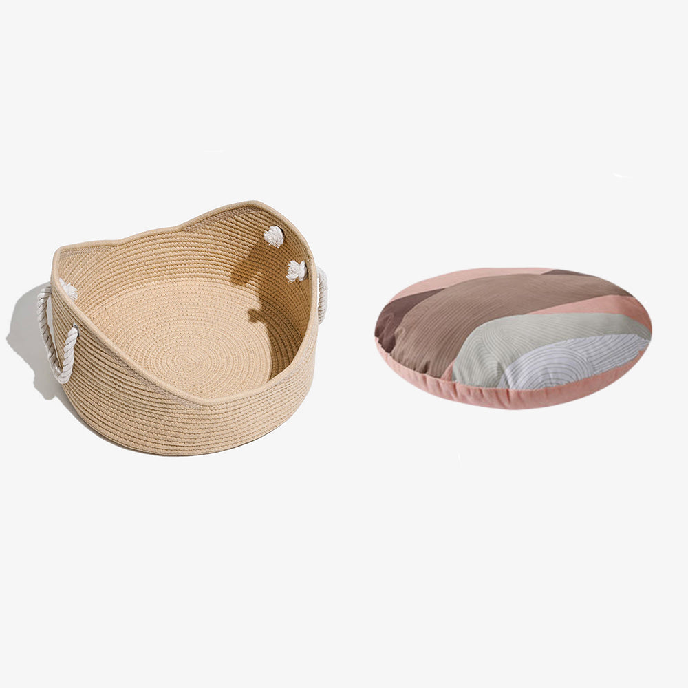 Cama de mimbre para gatos, cuna hecha a mano duradera y duradera de paja