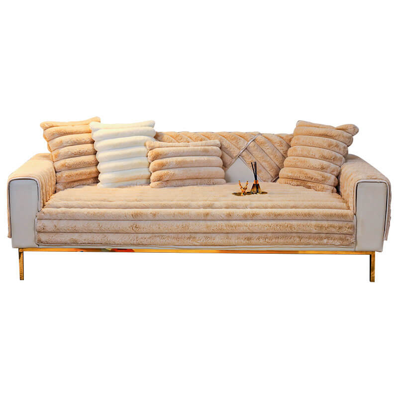 Striped Thickened Plush Non-slip Couch Cover