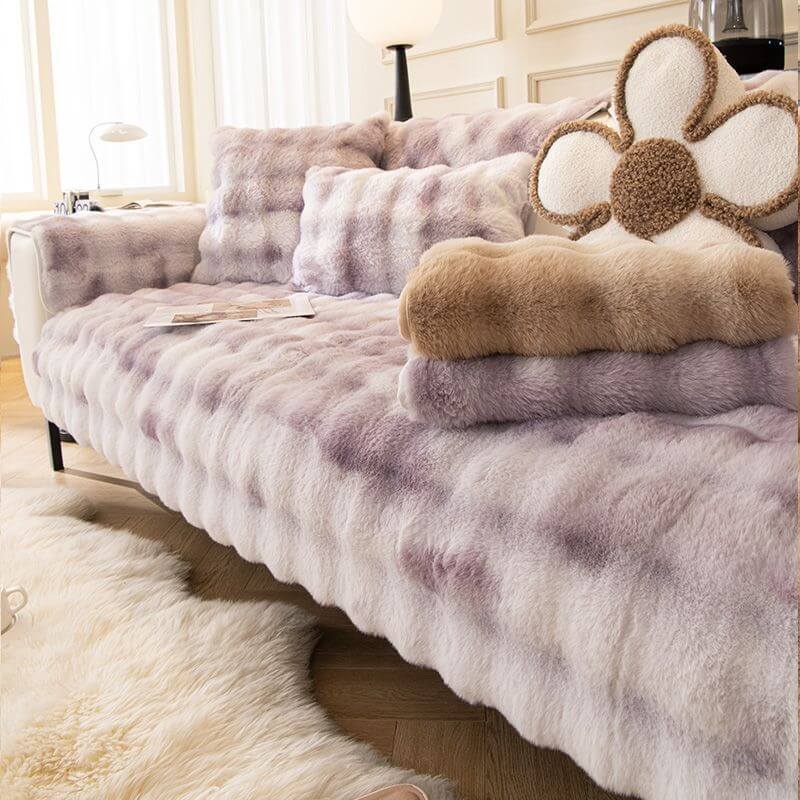 Housse de canapé lavable en peluche dégradé élégant, décoration d'intérieur