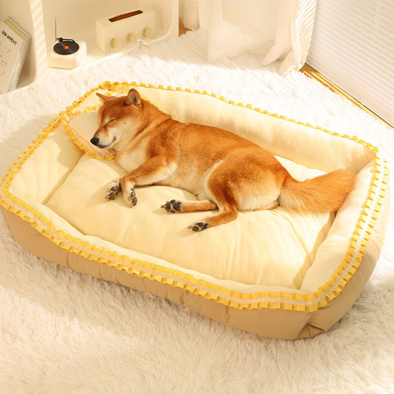 Sweet Lace Ruffle Comfort Sleeping Dog Bed with Pillow