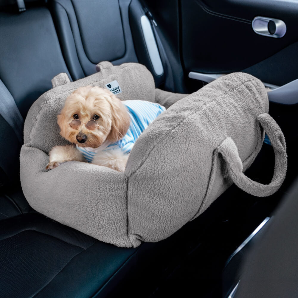 Protector de viaje, cómoda y gruesa cama para asiento de coche para perros de lana de cordero sintética