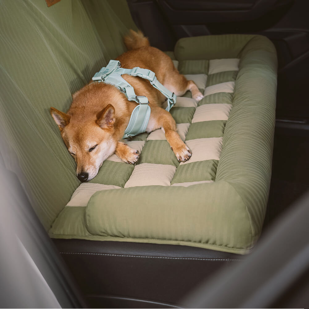 Cojín de viaje Asiento trasero de seguridad Cama grande para asiento de automóvil para perros - Salón de tablero de ajedrez