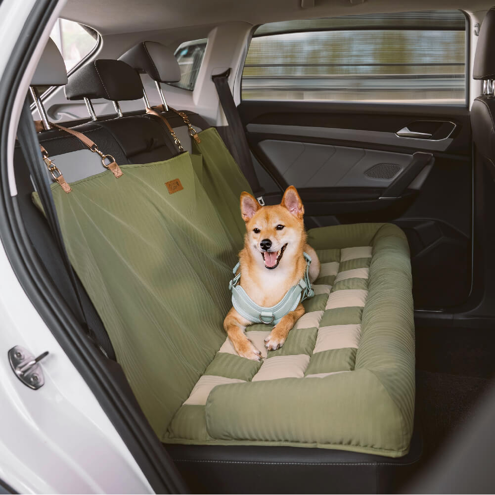 Cojín de viaje Asiento trasero de seguridad Cama grande para asiento de automóvil para perros - Salón de tablero de ajedrez