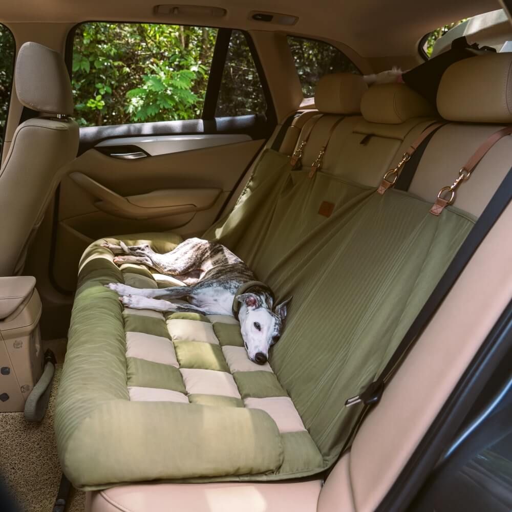 Cojín de viaje Asiento trasero de seguridad Cama grande para asiento de automóvil para perros - Salón de tablero de ajedrez