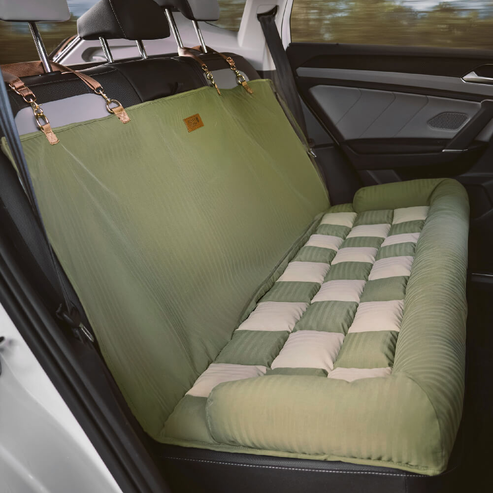 Cojín de viaje Asiento trasero de seguridad Cama grande para asiento de automóvil para perros - Salón de tablero de ajedrez