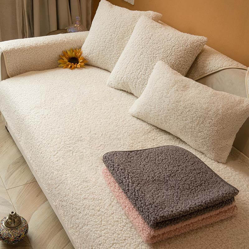 Ultrasoft Teddy Fleece Warm Non-Slip Couch Cover