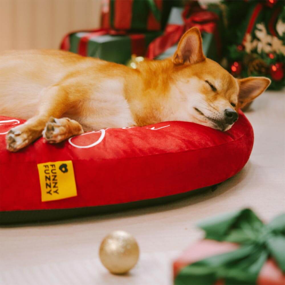 Velvet Heart-Shaped Festive Dog Bed