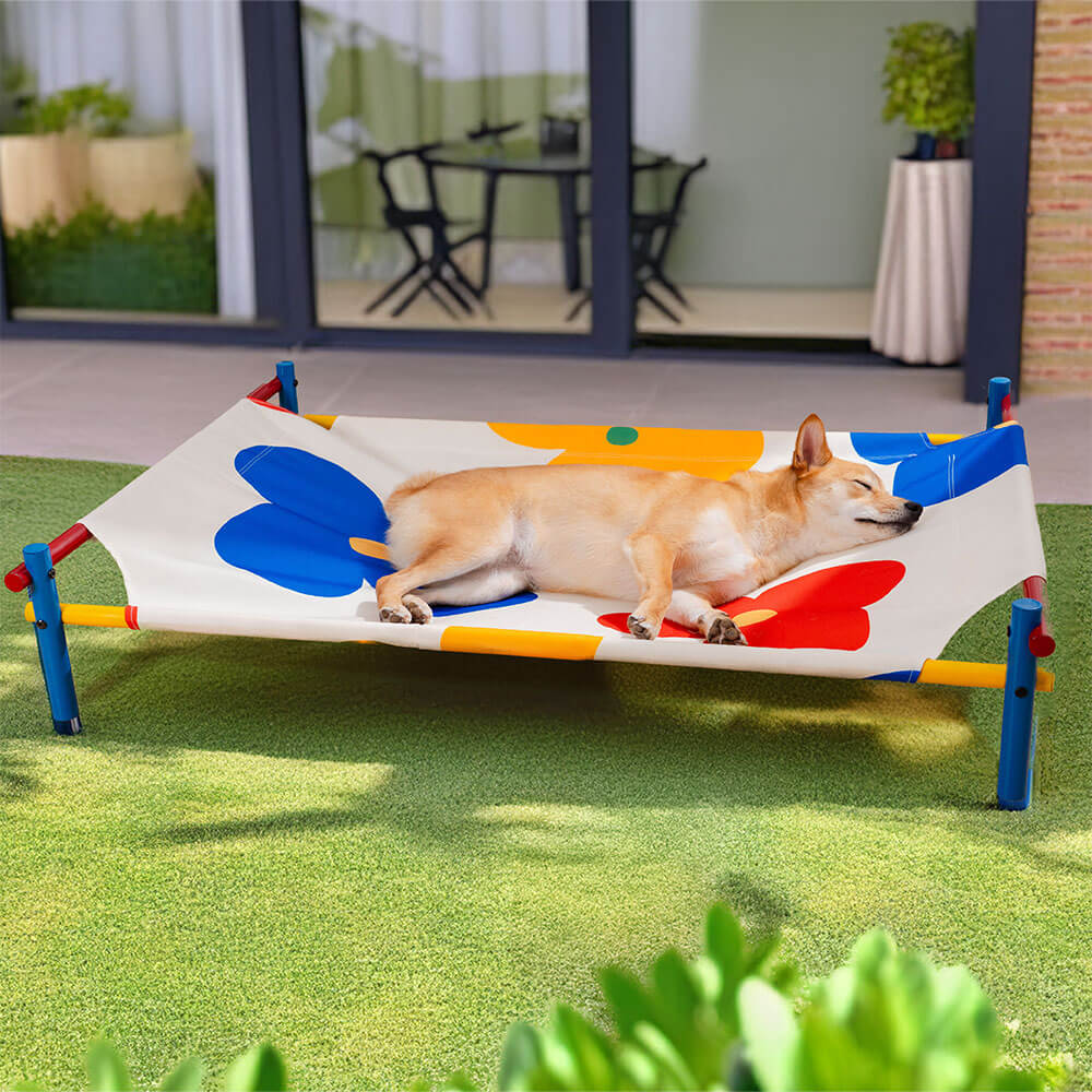 Cama elevada para perros de aluminio con estampado vibrante de verano - Summer Paradise