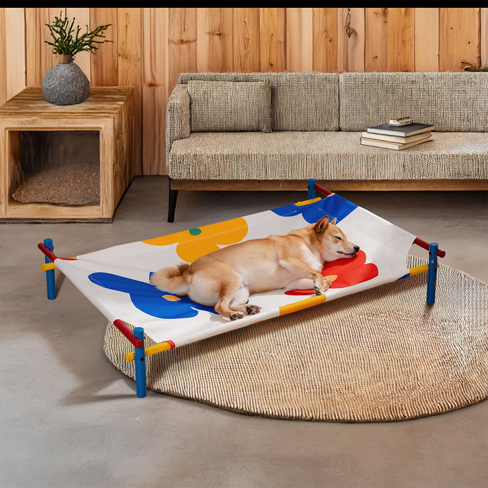 Cama elevada para perros de aluminio con estampado vibrante de verano - Summer Paradise