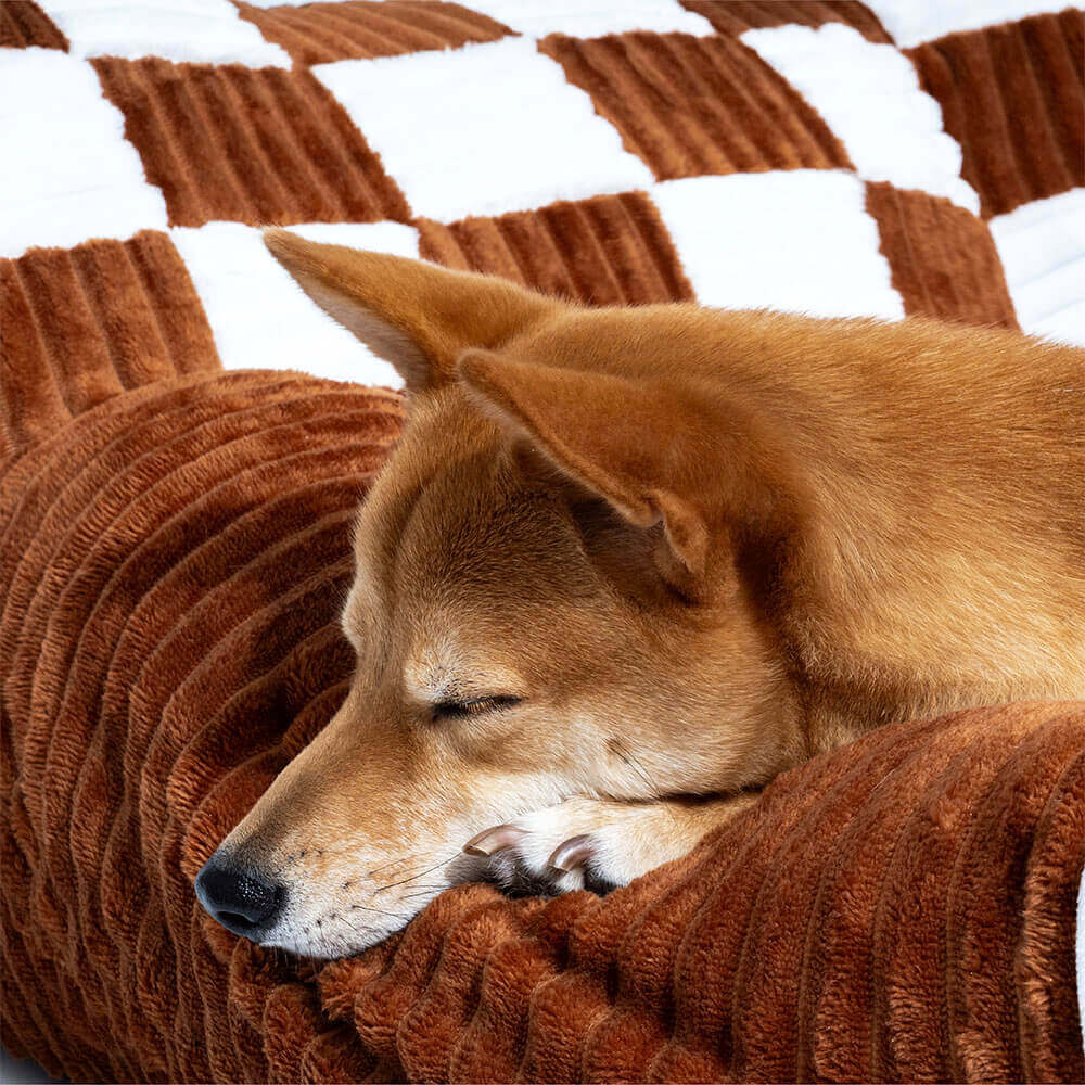 Sofá cama para perros extra grande con soporte ortopédico de tablero de ajedrez vintage - Sofá King