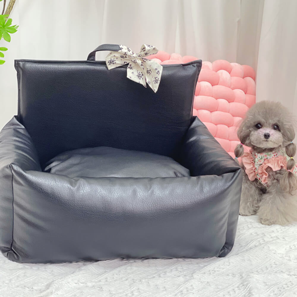 Vintage Floral Faux Leather Waterproof Anti-Scratch Puppy Dog Bed