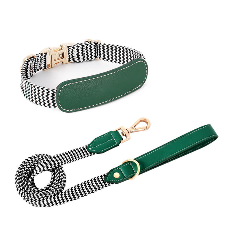 Conjunto de paseo para perros con collar para perros con protector de cuello y estampado de cebra de Vogue