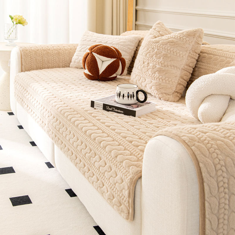 Warm Plush Bone Pattern Non-Slip Couch Cover