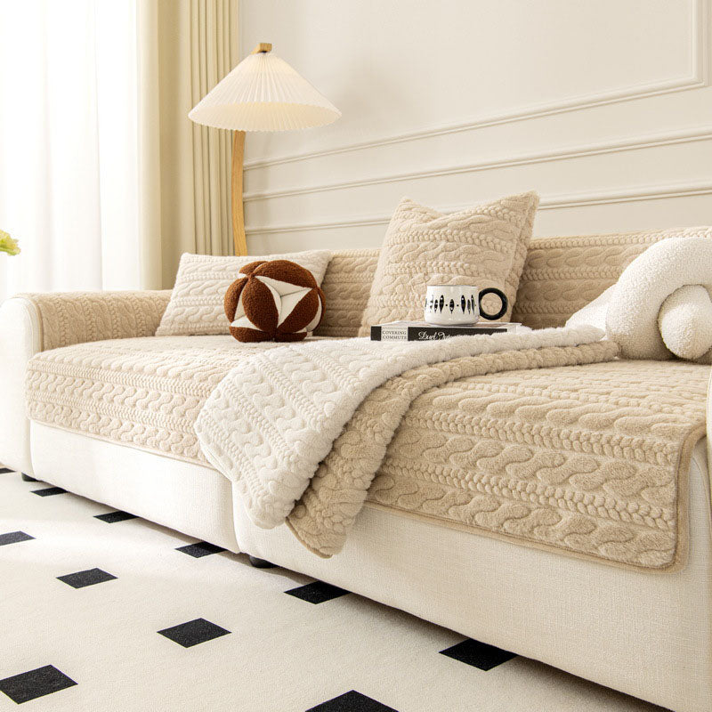 Warm Plush Bone Pattern Non-Slip Couch Cover