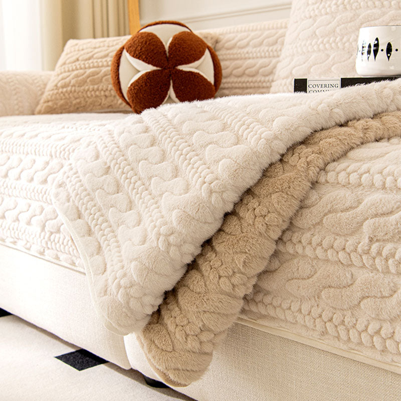 Warm Plush Bone Pattern Non-Slip Couch Cover